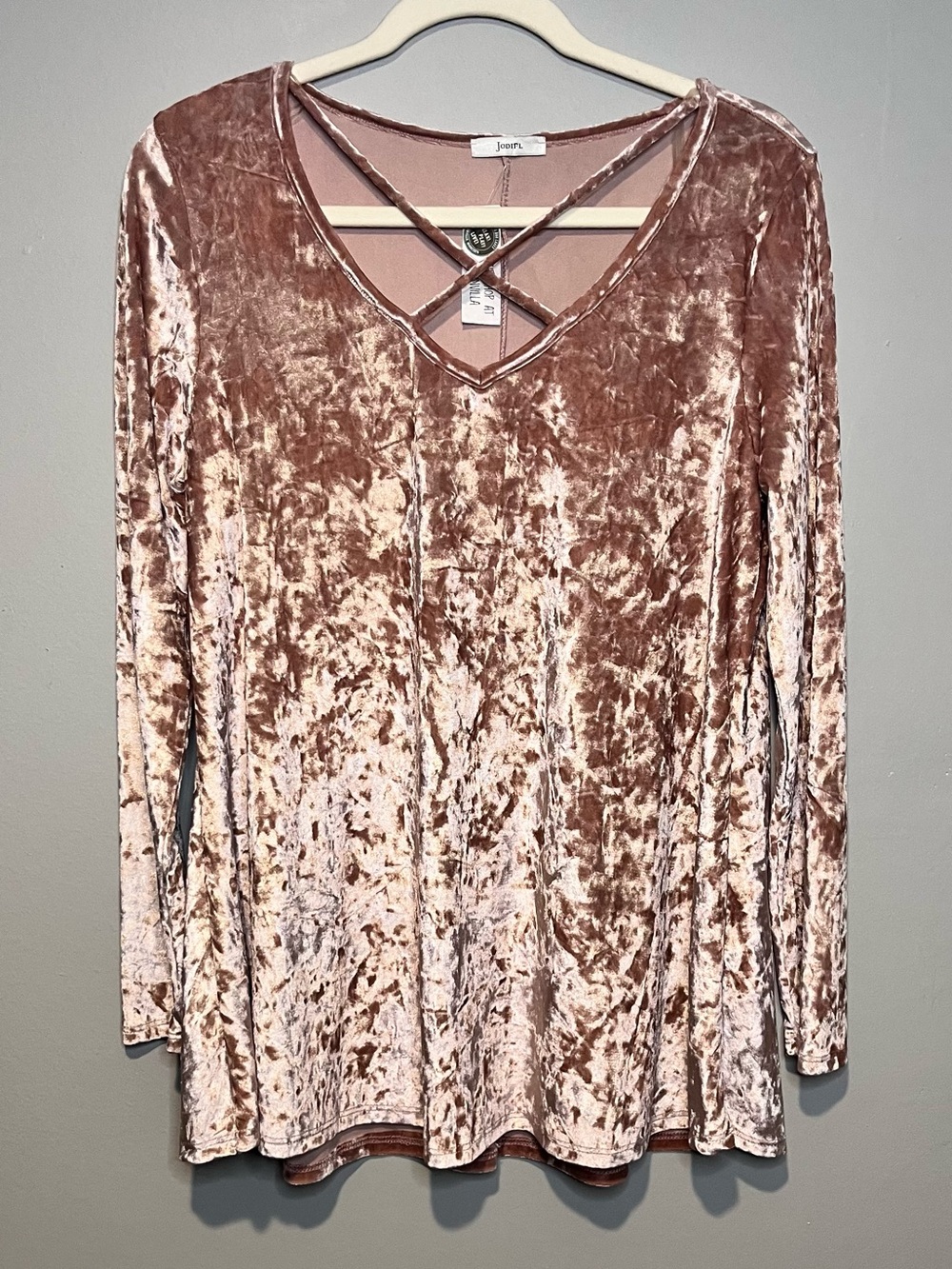 Jodifl Crushed Velvet Coquette Flare Tunic Top Sz Sm Pink Fairy Grunge Runs Big